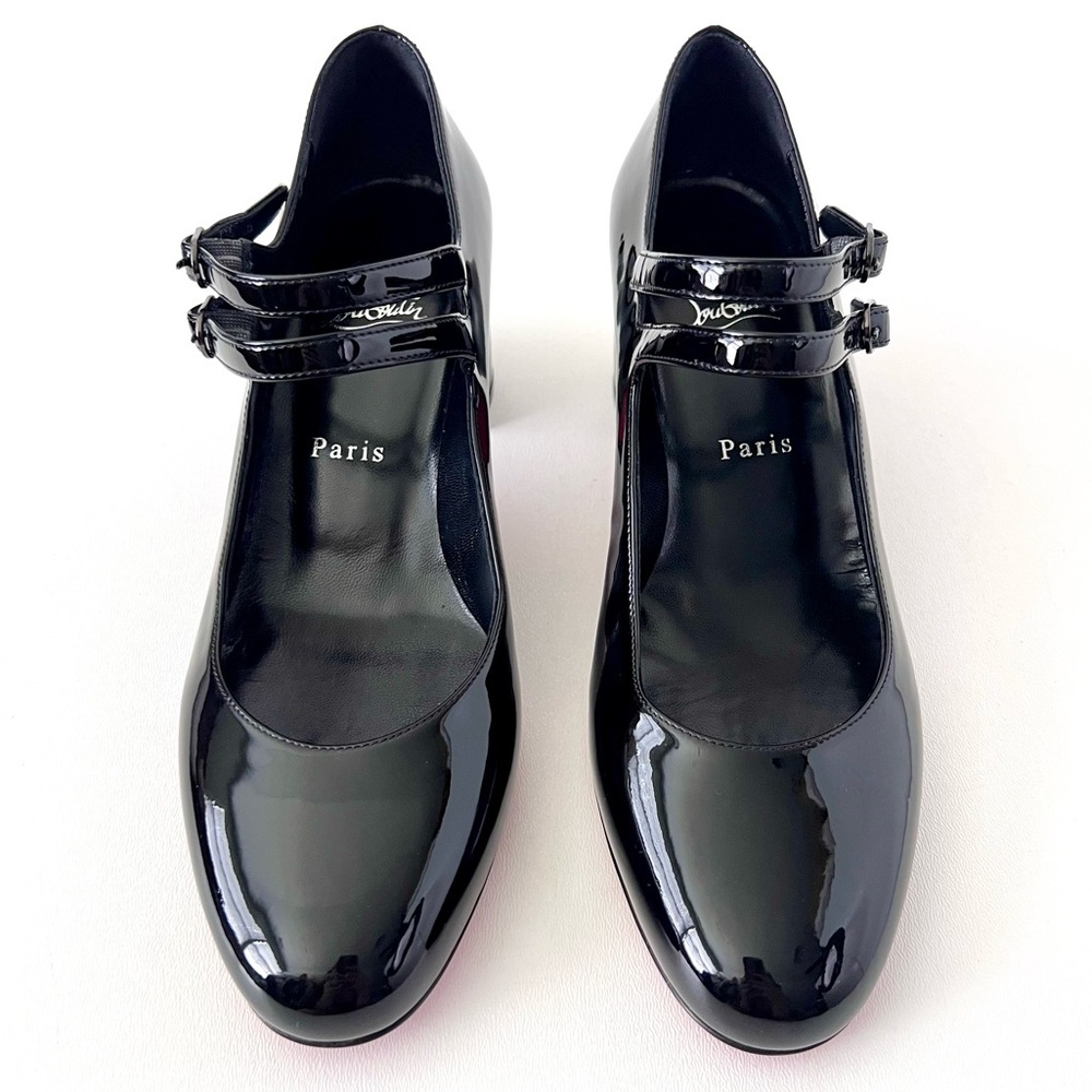 CHRISTIAN LOUBOUTIN || Miss Jane 55 Black Patent Pumps EU 38.5 - Picture 3 of 11